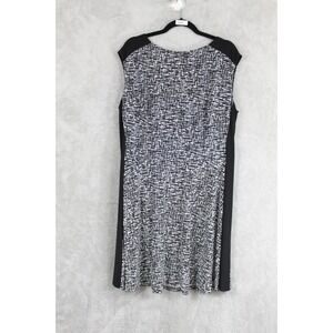 LRL Lauren Ralph Lauren Shift Dress Women 18 Black White Geometric Mature Career